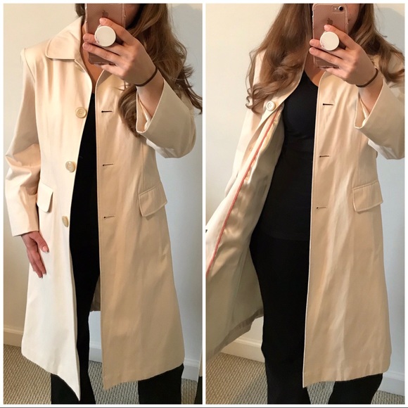 Talbots Jackets & Blazers - TALBOTS Cream Long Structured Trench Coat Medium